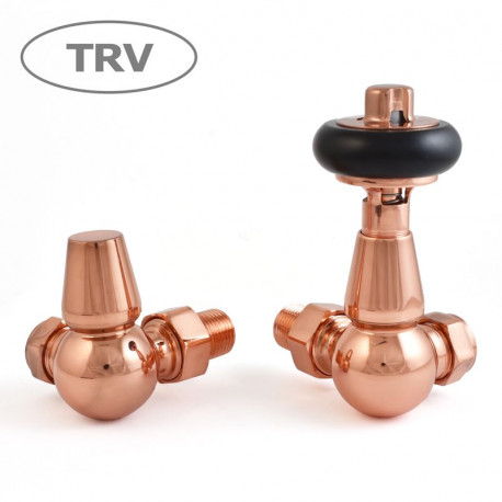 Wyvern Faringdon Polished Copper Corner Thermostatic Radiator Valves