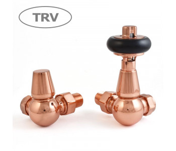 Wyvern Faringdon Polished Copper Corner Thermostatic Radiator Valves