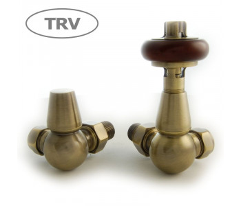 Wyvern Faringdon Antique Brass Corner Thermostatic Radiator Valves