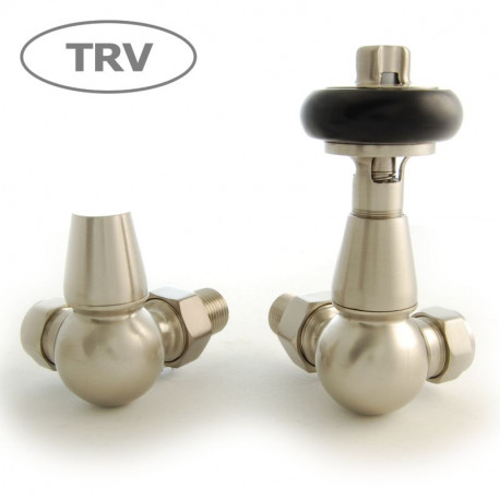 Wyvern Faringdon Satin Nickel Corner Thermostatic Radiator Valves