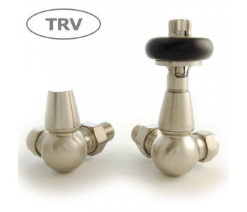 Wyvern Faringdon Satin Nickel Corner Thermostatic Radiator Valves