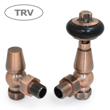 Wyvern Faringdon Antique Copper Angled Thermostatic Radiator Valves