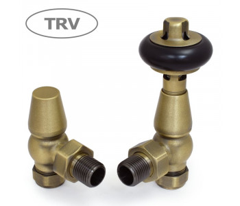 Wyvern Faringdon Old English Brass Angled Thermostatic Radiator Valves