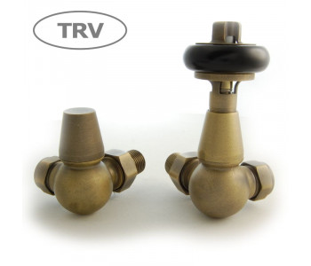 Wyvern Faringdon Old English Brass Corner Thermostatic Radiator Valves