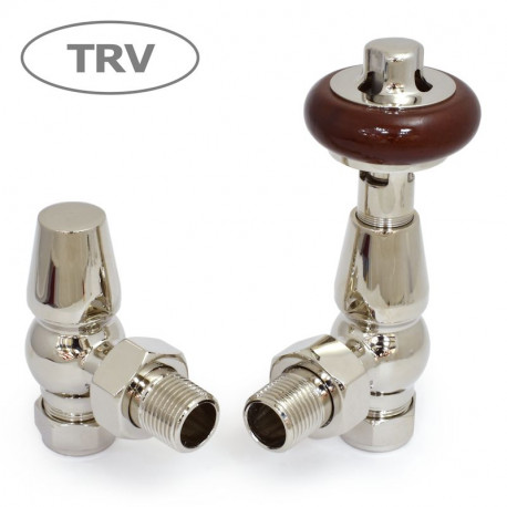 Wyvern Faringdon Nickel Angled Thermostatic Radiator Valves