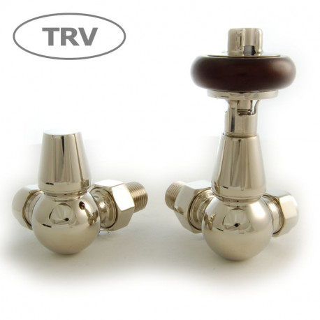 Wyvern Faringdon Nickel Corner Thermostatic Radiator Valves