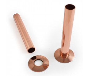Wyvern Polished Copper 130mm Pipe Cover & Floorplate Set