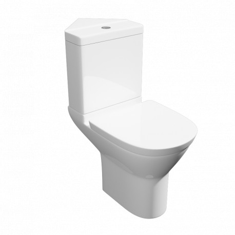 Kartell Project Round Close Coupled Corner Toilet with Soft Close Seat