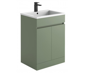 Iona Sky Green Floor Standing Bathroom Vanity Unit & Basin 600mm