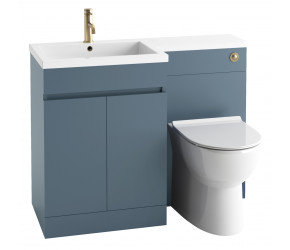 Iona Sky Blue Left Hand 1100mm Bathroom Vanity and WC Combination Unit