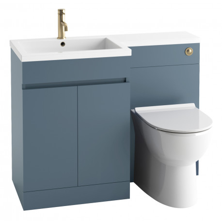 Iona Sky Blue Left Hand 1100mm Bathroom Vanity and WC Combination Unit