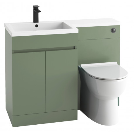 Iona Sky Green Left Hand 1100mm Bathroom Vanity and WC Combination Unit