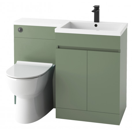 Iona Sky Green Right Hand 1100mm Bathroom Vanity and WC Combination Unit