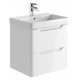 Iona Curve Gloss White Wall Hung Two Drawer Vanity Unit & Basin 600mm