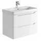 Iona Curve Gloss White Wall Hung Two Drawer Vanity Unit & Basin 800mm