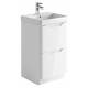Iona Curve Gloss White Floor Standing Two Drawer Vanity Unit & Basin 500mm