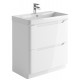 Iona Curve Gloss White Floor Standing Two Drawer Vanity Unit & Basin 800mm