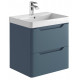 Iona Curve Blue Wall Hung Two Drawer Vanity Unit & Basin 600mm