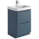 Iona Curve Blue Floor Standing Two Drawer Vanity Unit & Basin 600mm