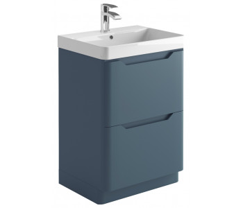 Iona Curve Blue Floor Standing Two Drawer Vanity Unit & Basin 600mm
