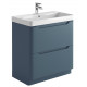 Iona Curve Blue Floor Standing Two Drawer Vanity Unit & Basin 800mm