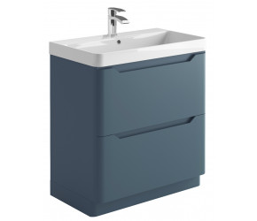 Iona Curve Blue Floor Standing Two Drawer Vanity Unit & Basin 800mm