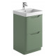 Iona Curve Green Floor Standing Two Drawer Vanity Unit & Basin 500mm