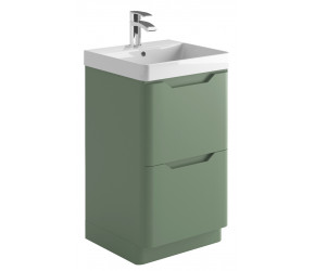 Iona Curve Green Floor Standing Two Drawer Vanity Unit & Basin 500mm