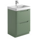 Iona Curve Green Floor Standing Two Drawer Vanity Unit & Basin 600mm