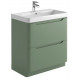 Iona Curve Green Floor Standing Two Drawer Vanity Unit & Basin 800mm