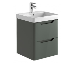 Iona Curve Anthracite Wall Hung Two Drawer Vanity Unit & Basin 500mm