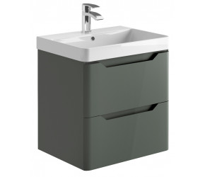 Iona Curve Anthracite Wall Hung Two Drawer Vanity Unit & Basin 600mm
