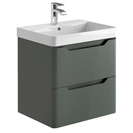 Iona Curve Anthracite Wall Hung Two Drawer Vanity Unit & Basin 600mm