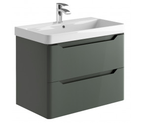 Iona Curve Anthracite Wall Hung Two Drawer Vanity Unit & Basin 800mm
