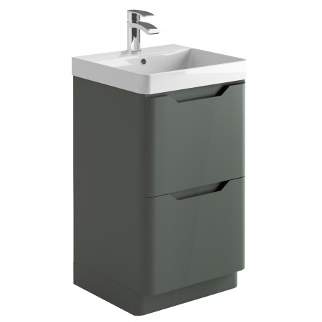 Iona Curve Anthracite Floor Standing Two Drawer Vanity Unit & Basin 500mm