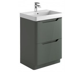 Iona Curve Anthracite Floor Standing Two Drawer Vanity Unit & Basin 600mm