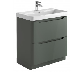 Iona Curve Anthracite Floor Standing Two Drawer Vanity Unit & Basin 800mm