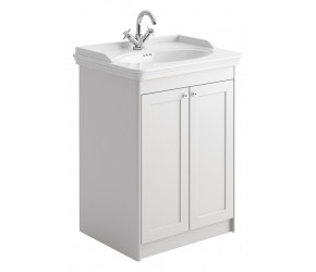 Iona Traditional Chalk White 650mm Bathroom Vanity Unit and Basin