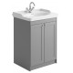 Iona Traditional Stone Grey 650mm Bathroom Vanity Unit and Basin