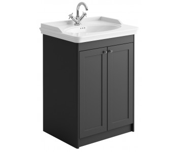 Iona Traditional Charcoal Grey 650mm Bathroom Vanity Unit and Basin