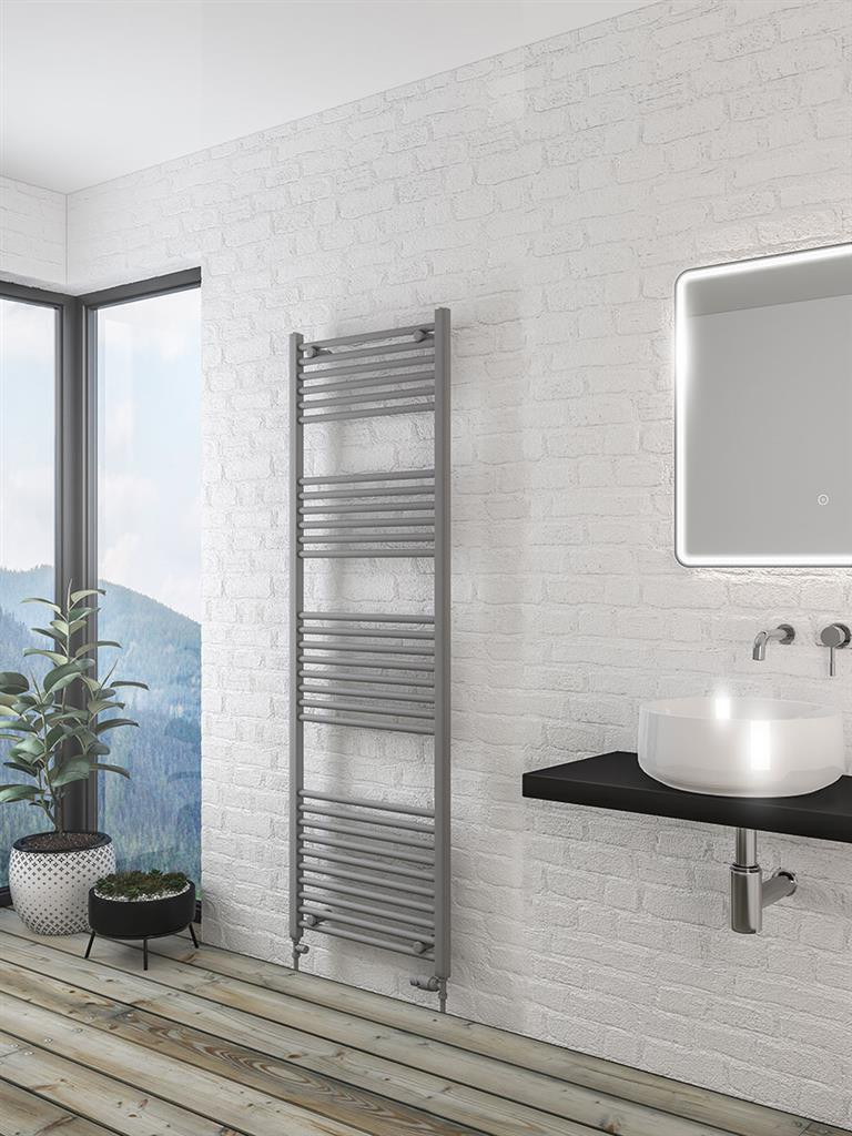 Eastbrook Wingrave Matt Grey Straight Heated Towel Rail 1800mm x 600mm