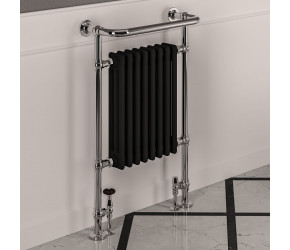 Eastbrook Isbourne Black Traditional Heated Towel Radiator 940mm x 600mm