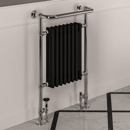 Eastbrook Isbourne Black Traditional Heated Towel Radiator 940mm x 600mm