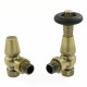 Wyvern Jaguar Antique Brass Angled Thermostatic Radiator Valve & Lockshield