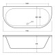 Synergy Curve D Shaped Back To Wall Freestanding Bath 1700mm x 800mm