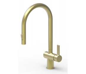 Tailored Mayhill Brushed Brass Single Lever Pull Out Kitchen Tap
