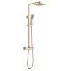 Tailored Brushed Brass Square Shower Kit with Overhead Drencher