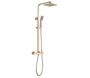 Tailored Brushed Brass Square Shower Kit with Overhead Drencher