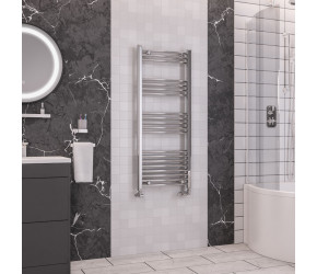 Eastbrook Wendover Curved Chrome Towel Rail 1200mm High x 500mm Wide