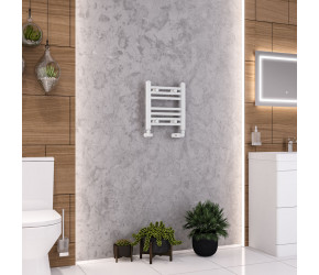 Eastbrook Wendover Straight White Towel Rail 360mm High x 400mm Wide